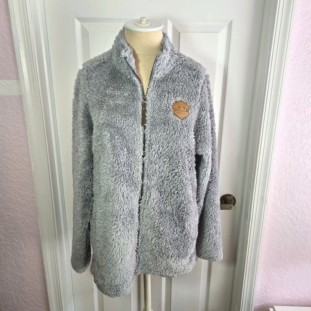 Pikachu Outdoors With Pokemon Gray Fleece‎ Jacket Size M Pockets Sweatshirt